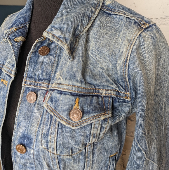 Levis cropped denim jean jacket xxs - Picture 2 of 7